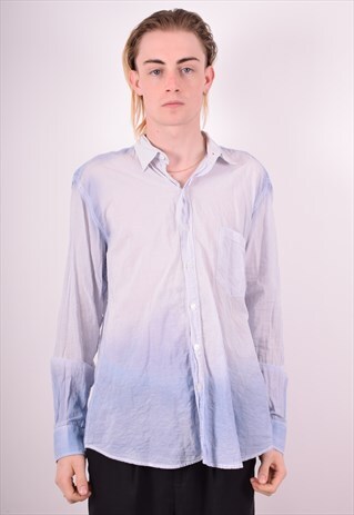 DOLCE & GABBANA MENS VINTAGE SHIRT XL BLUE STRIPE 90S