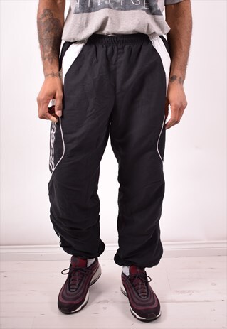 LOTTO MENS VINTAGE TRACKSUIT TROUSERS LARGE BLACK 90S