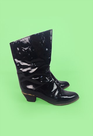 BRUNELLA VINTAGE 80'S PATENT LEATHER BOOTS / EU 37 / UK 4.5