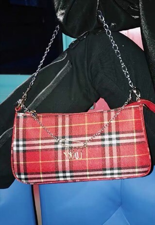 RED PLAID 90S HAND BAG