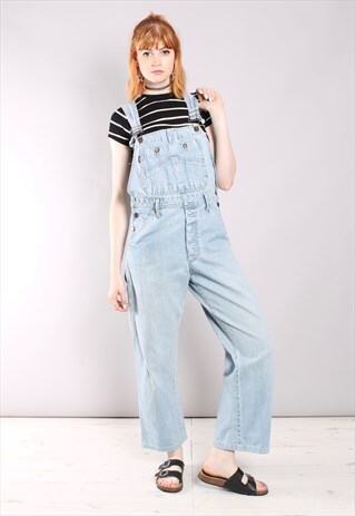 VINTAGE 90S BLEACH WASH WIDE LEG DUNGAREES