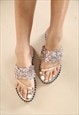 JUSTYOUROUT DIAMONTE SLIP ON SANDALS ROSE GOLD