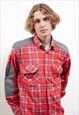 Vintage 80s Bailo Red Contrast Snap Button Fleece Shirt Men 