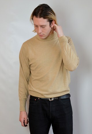 VINTAGE 70S LIGHT BEIGE TURTLENECK JUMPER
