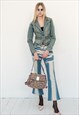 VINTAGE Y2K SEXY CONTRAST STICH DENIM BLAZER IN DIRTY DENIM