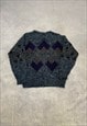 VINTAGE KNITTED JUMPER ABSTRACT PATTERNED KNIT SWEATER