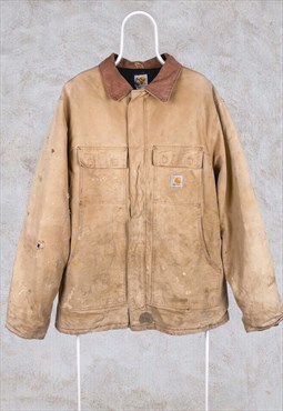 Vintage Carhartt Jacket Workwear Bomber Beige XL