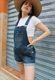 VINTAGE 90S DARK BLUE DENIM OVERALL DUNGAREE SHORTS