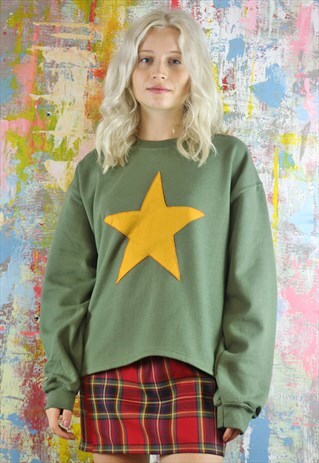 SWEATSHIRT IN GREEN WITH YELLOW STAR
