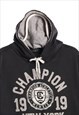CHAMPION 90'S SPELLOUT COLLEGE HOODIE XLARGE BLACK