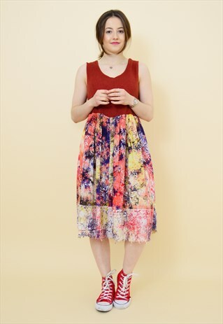 VINTAGE 90S BOHO TIE DYE SLEEVELESS BEACH FESTIVAL DRESS