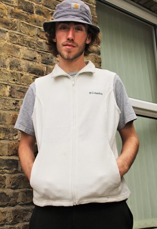 RETRO / 90'S / COLUMBIA / WHITE SLEEVELESS FLEECE