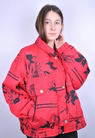 RED PATTERN SKI JACKET