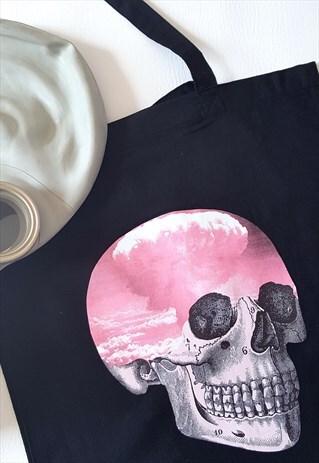 ATOMIC CLOUD SKULL BLACK TOTE BAG