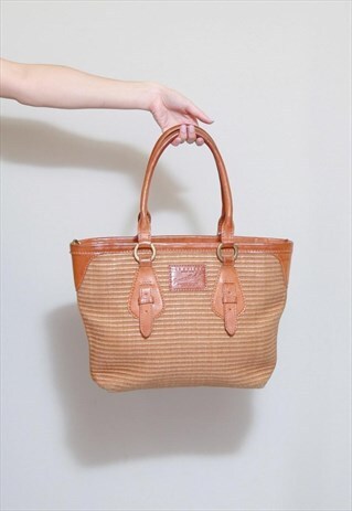 VINTAGE 1970'S LARGE BROWN WOVEN SHOULDER BAG