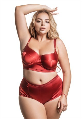 CETHOSIA RED BRALETTE SATIN BRA PLUS SIZE