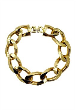 Christian Dior Bracelet Gold Chunky Chain Gourmette Vintage