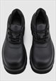 ROUND TOE DERBY SHOES PLATFORM EDGY UTILITY BROGUES IN BLACK