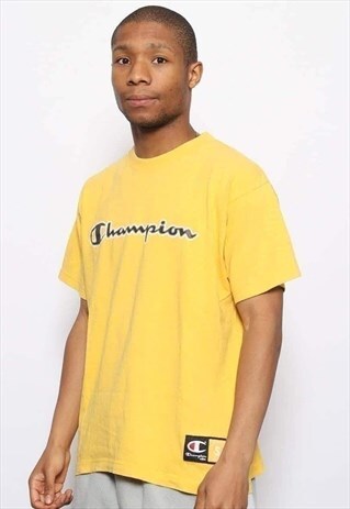 VINTAGE CHAMPION CHEST LOGO TEE YELLOW
