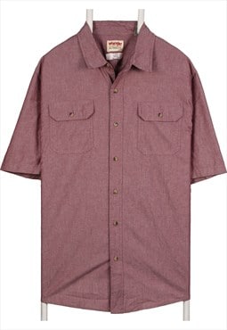 Vintage 90's Wrangler Shirt Short Sleeve Button Up Burgundy
