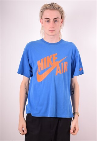 NIKE MENS VINTAGE T-SHIRT TOP LARGE BLUE 90S