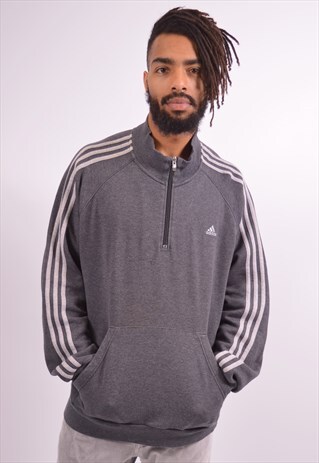 ADIDAS MENS VINTAGE SWEATSHIRT JUMPER XL GREY 90S