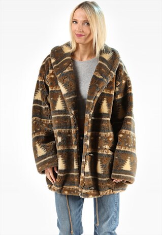 FAUX FUR WINTER COAT AZTEC JACKET
