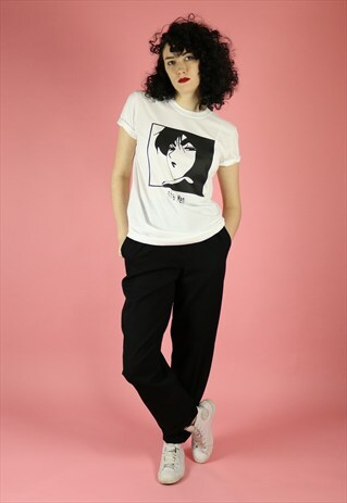 SIGH MEN ANIME PRINT T-SHIRT - BLACK ON WHITE
