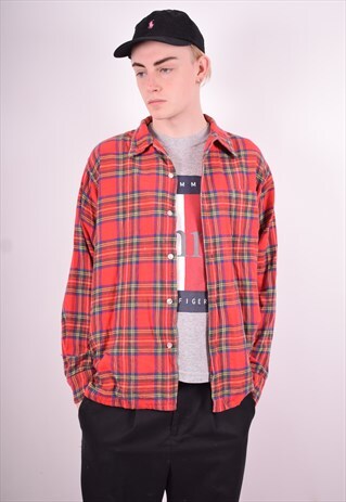L.L.BEAN MENS VINTAGE FLANNEL SHIRT LARGE MULTI CHECK 90'S