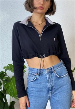 Upcycled Cropped Golf Jumper - Black