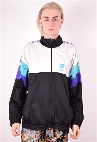 LOTTO MENS VINTAGE TRACKSUIT TOP JACKET XL MULTI 90S