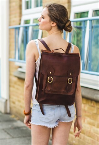 STRESSED BROWN METROPOLITAN LEATHER BACKPACK