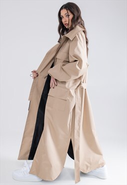 Longline Collar coat oversize in mocca