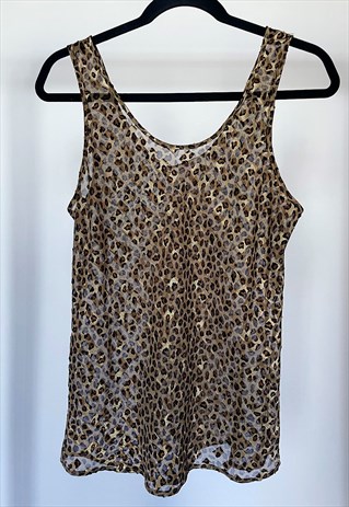VINTAGE Y2K SHEER CHEETAH PRINT TANK TOP (M/L)