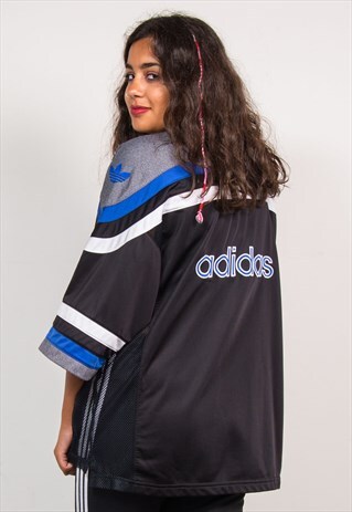 90'S VINTAGE BLACK ADIDAS SHORT SLEEVE TRACKSUIT JACKET