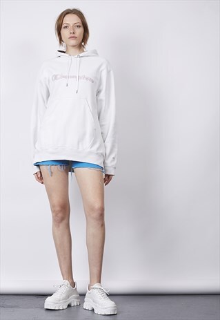 VINTAGE 90'S CHAMPION WHITE/PINK HOODIE