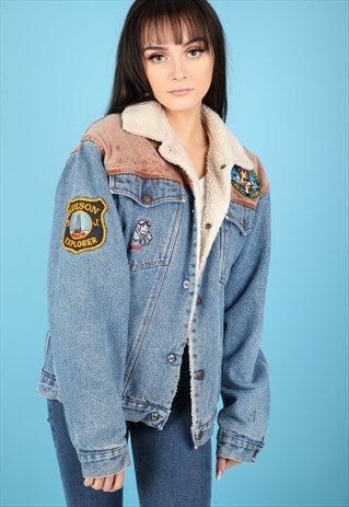 VINTAGE RARE ROY ROGERS SHERPA LINED DENIM JACKET NJ380