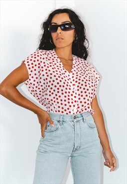 Vintage 90s Polka Dots Print Patterned Shirt