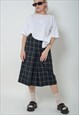 VINTAGE 90S PREPPY PLEATED MIDI SKIRT IN CHECKERED PRINT S