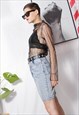 80S VINTAGE 90S GRUNGE ACID WASH HIGH WAIST MINI DENIM SKIRT