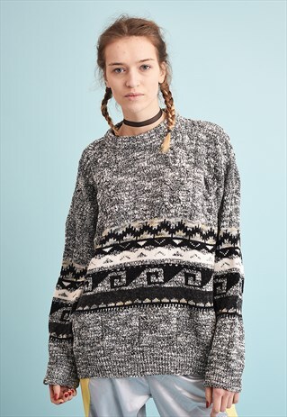 90'S RETRO JAZZY OVERSIZED DADS KNIT JUMPER