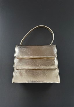 60's Vintage Gold Metallic Hand Held Ladies Evening Bag