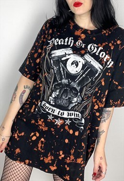 Grunge style Reworked bleach dyed biker graphic t-Shirt