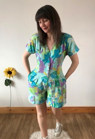 Vintage 80s Abstract Print Playsuit