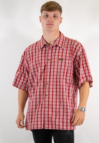 VINTAGE WRANGLER CHECK SHORT SLEEVED SHIRT IN RED XL