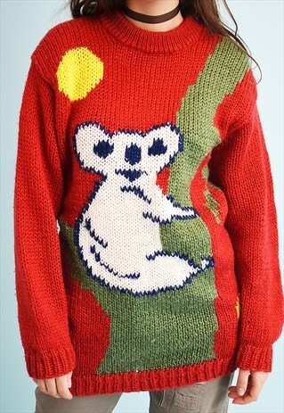 80'S RETRO KOALA PATTERN KNIT JUMPER