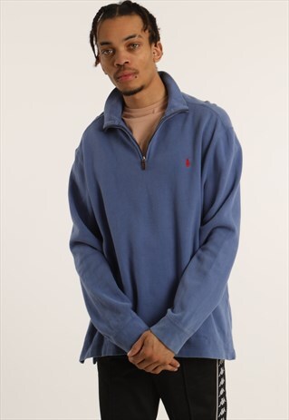VINTAGE RALPH LAUREN EMBROIDERED LOGO 1/4 ZIP SWEATSHIRT