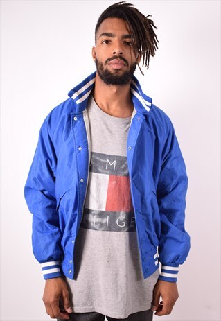 MENS VINTAGE BOMBER JACKET LARGE BLUE 90S