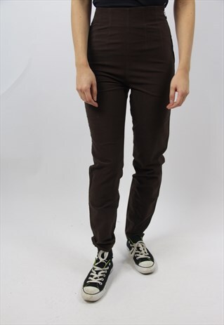 VINTAGE HIGH WAIST STRETCH BROWN TROUSERS
