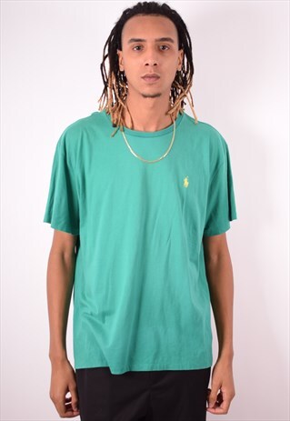 POLO RALPH LAUREN MENS VINTAGE T-SHIRT TOP XL GREEN 90S